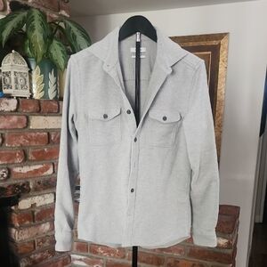 Reiss Light Gray Shirt Jacket Men's Slim Fit Button Front Lightweight Shacket